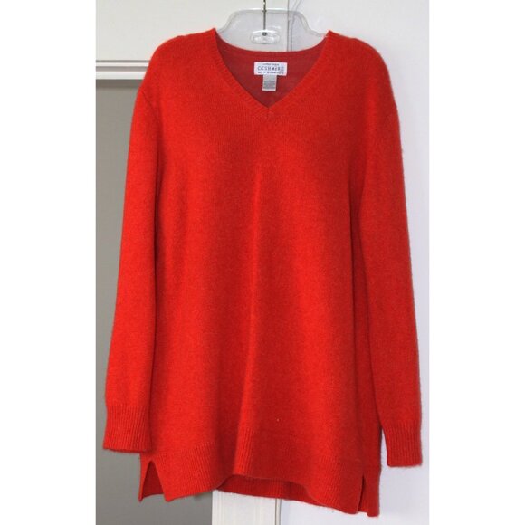 Bloomingdales - 100% Cashmere Sutton Studio V-Neck Tunic, Burnt Orange, Luxe L - Picture 1 of 7